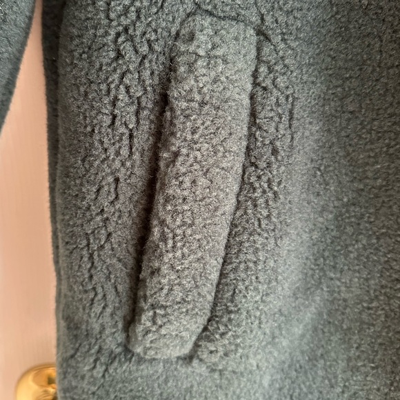 Madewell Women’s Small (Re)sourced Sherpa Teddy Long Coat Smoky Spruce - Picture 8 of 11